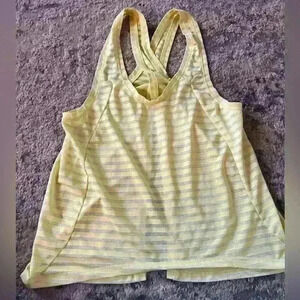 Zyia Active Tank Top, Size Xsmall,Yellow Strip,cross Open Back NWOT